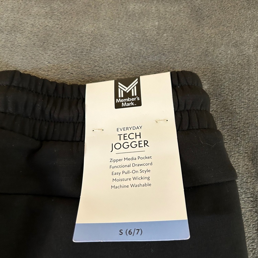 Members Mark Tech Joggers Athletic Pants Activewear Black Youth Small‎ 6/7 NWT